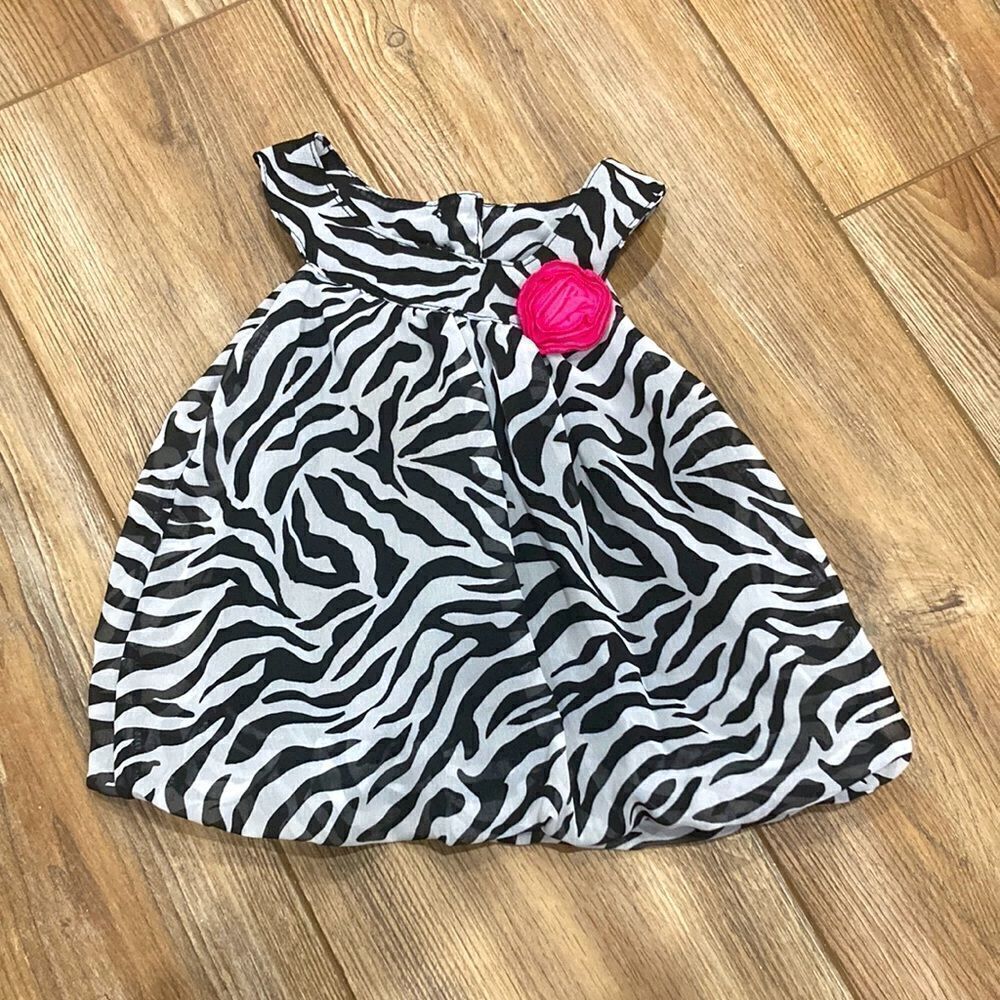 Healthtex Infant Girl’s Zebra Print Tank Top Pink Flower Appliqué Size 12M